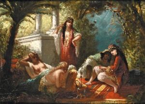 Scene De Harem Autour D'un Narghile Scene De Harem Autour D'un Narghile