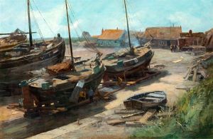 Scheepshelling Te Scheveningen by Joseph Gerardus van Jole