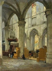 Interior Of The Grote Kerk In The Hague by Joseph Gerardus van Jole