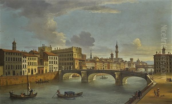 Florence, A View Of The Ponte Santa Trinita And The River From The Lungarno Guicciardini - view 1