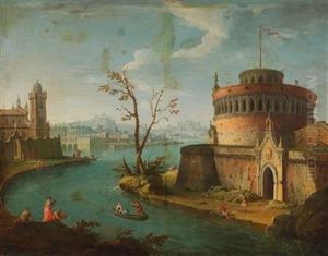 An Italianate Capriccio River Landscape