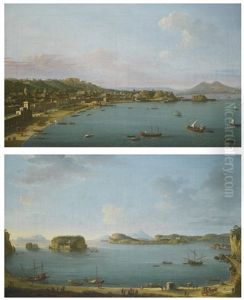 Naples From The West; And The Gulf Of Pozzuoli (pair) by Antonio Joli