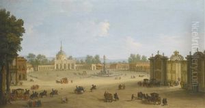 Aranjuez, View Of La Iglesia Y La Plaza De San Antonio by Antonio Joli