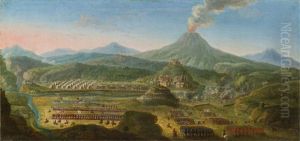 Eroberung Der Stadt Capua, Im Hintergrund Der Vesuv