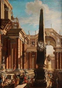 Fantastisches Romisches Architekturcapriccio Mit Szene Aus Dem Leben Der Kleopatra by Antonio Joli