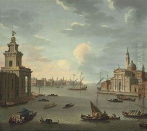 The Bacino Di San Marco, Venice, With The Punta Della Dogana And San Giorgio Maggiore by Antonio Joli