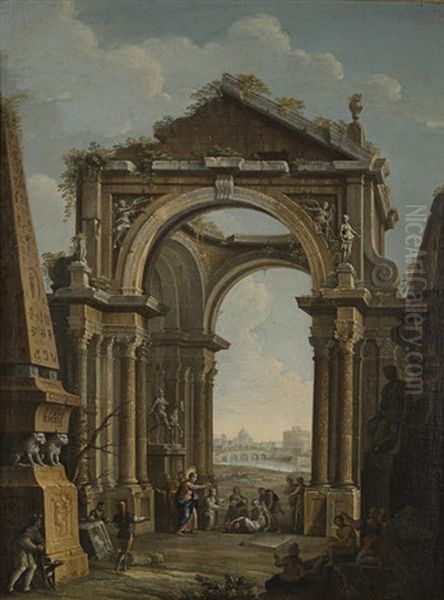 An Architectural Capriccio With Christ Raising Lazarus - view 1