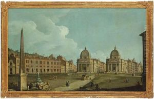 Vue De La Piazza Del Popolo A Rome by Antonio Joli