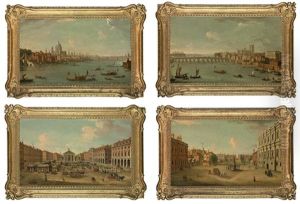 The Thames Looking Towards St. Paul's (+ 3 Others; Set Of 4) by Antonio Joli