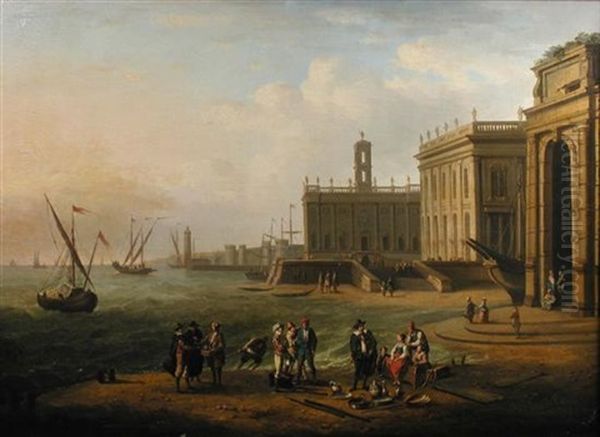 A Capriccio Landscape With Market Folk By The Palazzo De Senatore And Palazzo De Conservatori On The Capitoline Hill, Rome - view 1