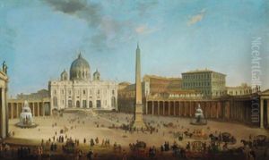 Die Peterskirche Und Der Petersplatz In Rom by Antonio Joli