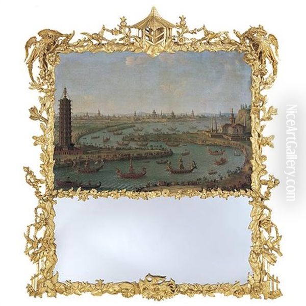 Capriccio Of The River Menam, With The French Ambassador Approaching The King Of Siam's Palace, With The White Porcelain Pagoda Near Nanjing, China - view 1