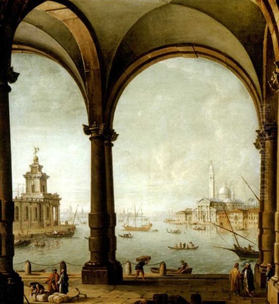 A Capriccio Of The Bacino Di San Marco, Venice, From The Entrance To The Giudecca, With The Punta Della Dogana And San Giorgio Maggiore Through A Vaulted Loggia - view 1
