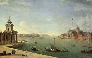 Venice: The Bacino Di San Marco Looking East With The Punta Della Dogana And San Giorgio Maggiore From The Zattere by Antonio Joli