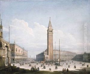 The Piazza San Marco And The Piazzetta, Venice, From The Torre Dell'orologio, With St. Mark's Cathedral, The Doge's Palace,
The Library, The Procuratie Nuove And The Church Of San Geminiano by Antonio Joli