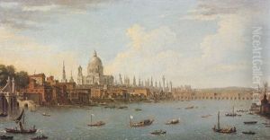 View Of London And The Thames With St. Paul's And Somerset House by Antonio Joli