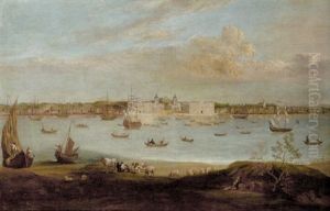 Extensive View Of The River Bank At Greenwich, Showing The Seamen's Hospital And The Royal Observatory