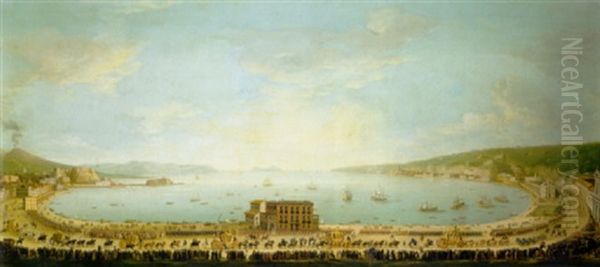 A Panaramic View Of The Bay Of Naples, With The Royal Procession To Piedigrotta - view 1