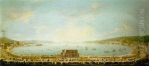 A Panaramic View Of The Bay Of Naples, With The Royal Procession To Piedigrotta