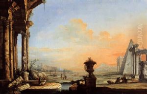 Antike Ruinenlandschaft Mit Ziervase by Antonio Joli
