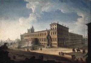 The Piazza Del Quirinale, With The Castel Sant'angelo And St. Peter's by Antonio Joli