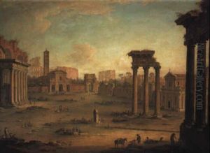 The Campo Vaccino, Rome, Looking Towards S. Francesca Romana by Antonio Joli