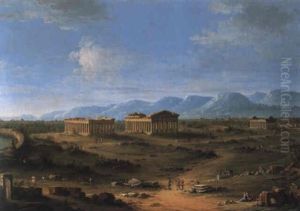View Of The Ruins At Pestum by Antonio Joli