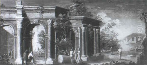 Figures Among Classical Ruins - view 1