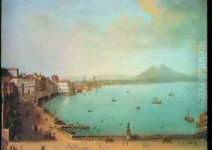 Naples From Santa Lucia; And The Bay Of Pozzuoli With The   Port Of Baia And The Islands Of Nisida, Procida, Ischia