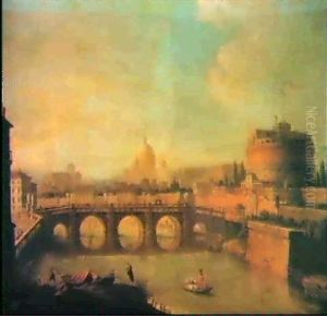 Castel Sant'angelo And Ponte Sant'angelo, Rome, With Saint Peter's And The Vatican, S. Spirito In Sassia And More by Antonio Joli