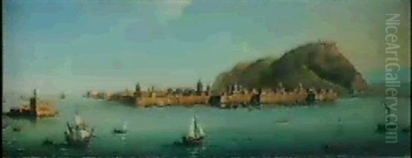 A View Of Catania From The Seawith An English Ship In The Foreground - view 1