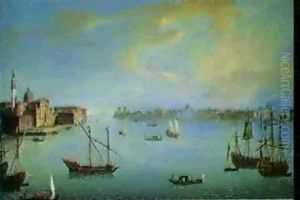 Venice: A View Of The Bacino Di San Marco And San Giorgio Maggiore From The Riva Degli Schiavoni by Antonio Joli
