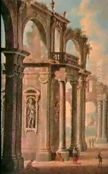 Due Paesaggi Con Architetture E Figure - view 1