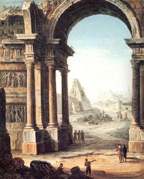 A Capriccio Of Classical Ruins With A Pyramid And Figures - view 1