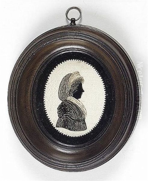 A Lady, Profile To The Right, Wearing Dress, Fichu, Hoop Earring And Bandeau In Her Looped Hair - view 1