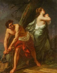 Pyrrhus Echappant A Ses Poursuivants by Nicolas-Rene Jollain the Younger