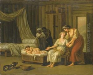 Paul Et Virginie Au Berceau by Nicolas-Rene Jollain the Younger