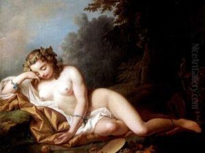 Nymphe Endormie Dans Un Paysage by Nicolas-Rene Jollain the Younger