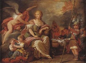 Allegorie A Une Naissance Royale: La France Protege Le Berceau Et Les Trois Etats L'entourent