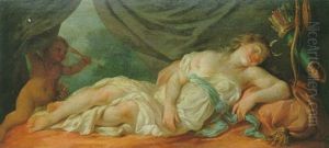 Cupidon Surprenant Le Sommeil De Diane by Nicolas-Rene Jollain the Younger