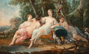 Diana With Her Nymphs Resting After The Hunt by Pierre Jollain
