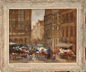 Marche Aux Fleurs A La Grand-place De Bruxelles