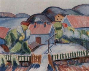 Landskap Med Hus Vid Vatten - Gullholmen by John Jon-And