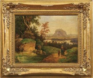 Landschaft Mit Blick Auf Eine Festung by Josef Jonas