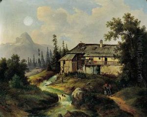 Muhlbach Am Wildbach Mit Figurlicher Staffage