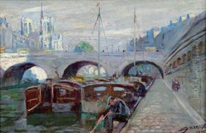 Pecheurs Sur La Seine by Lucien Hector Jonas