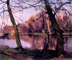 Arbres Au Bord De La Riviere by Lucien Hector Jonas