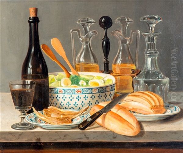 Dejeuner Met Salade En Wijn - view 1