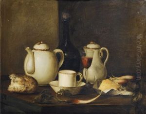 Dejeuner Au Service De Porcelaine Blanche by Gabriel-Germain Joncherie
