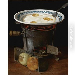 Still Life Of Eggs Cooking On A Stove